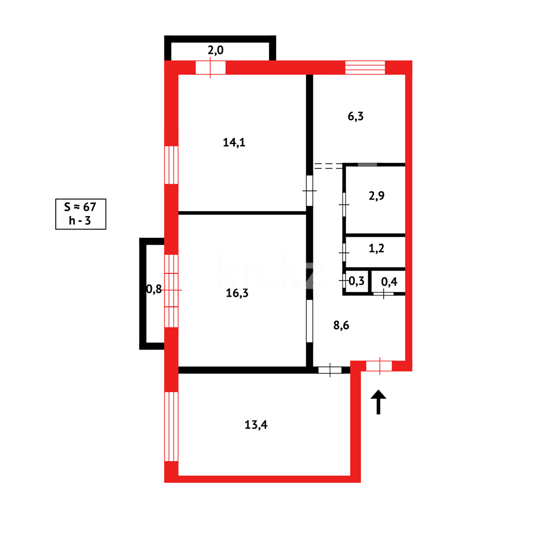 Продажа 3-комнатной квартиры, 67 м² в Темиртау - фото 15