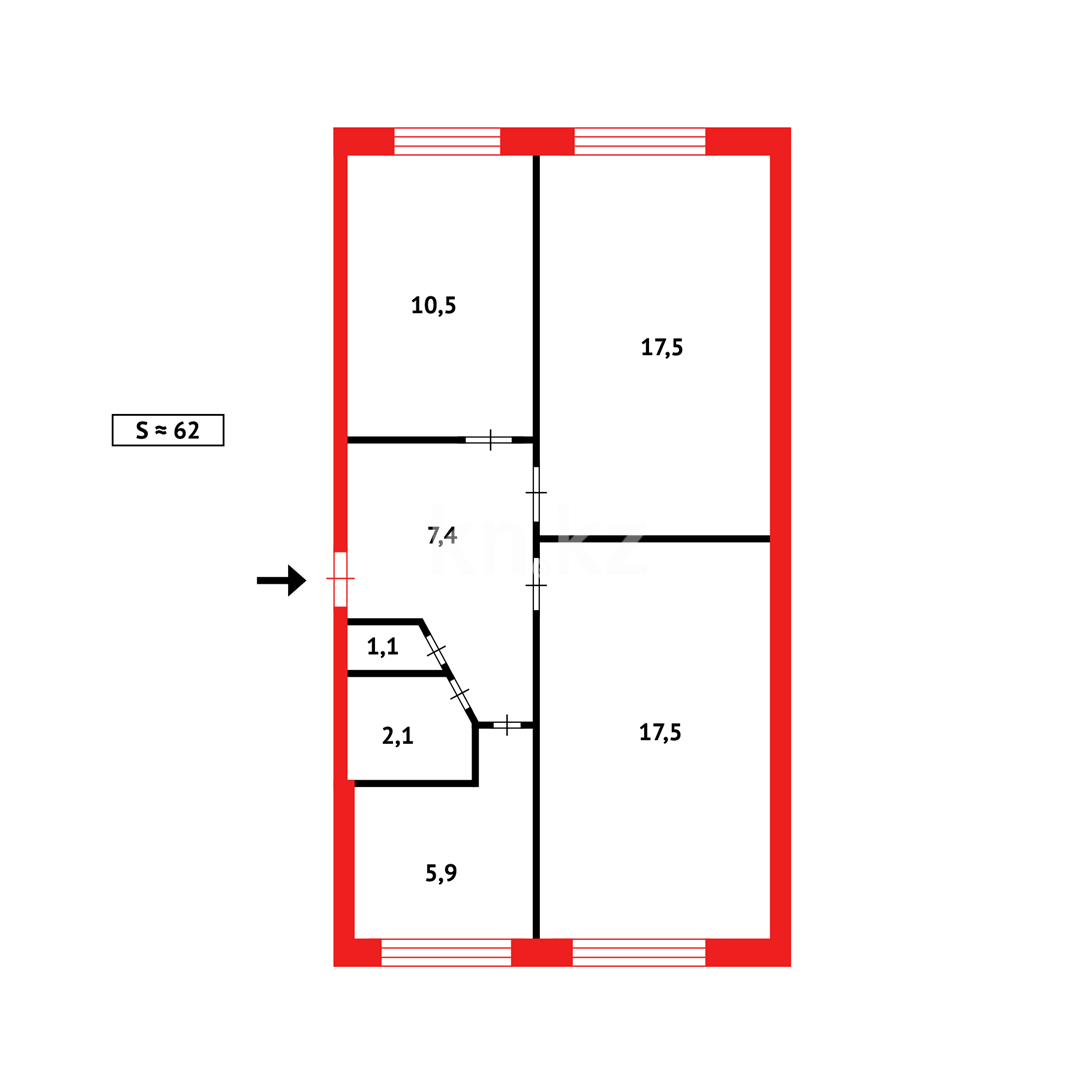 Продажа 3-комнатной квартиры, 62 м², мкр-н 18 в Караганде - фото 12