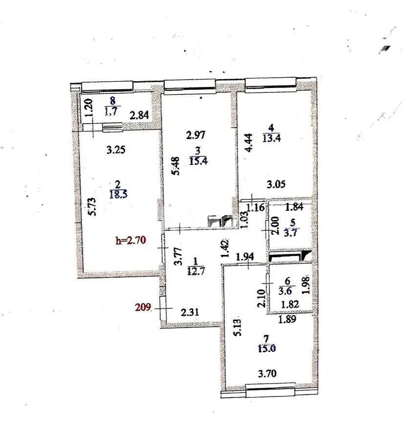 Продажа 3-комнатной квартиры, 84 м², ул. Нажимеденова, дом  27 в Астане - фото 4