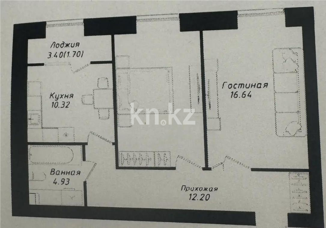Продажа 2-комнатной квартиры, 61.39 м² в Астане