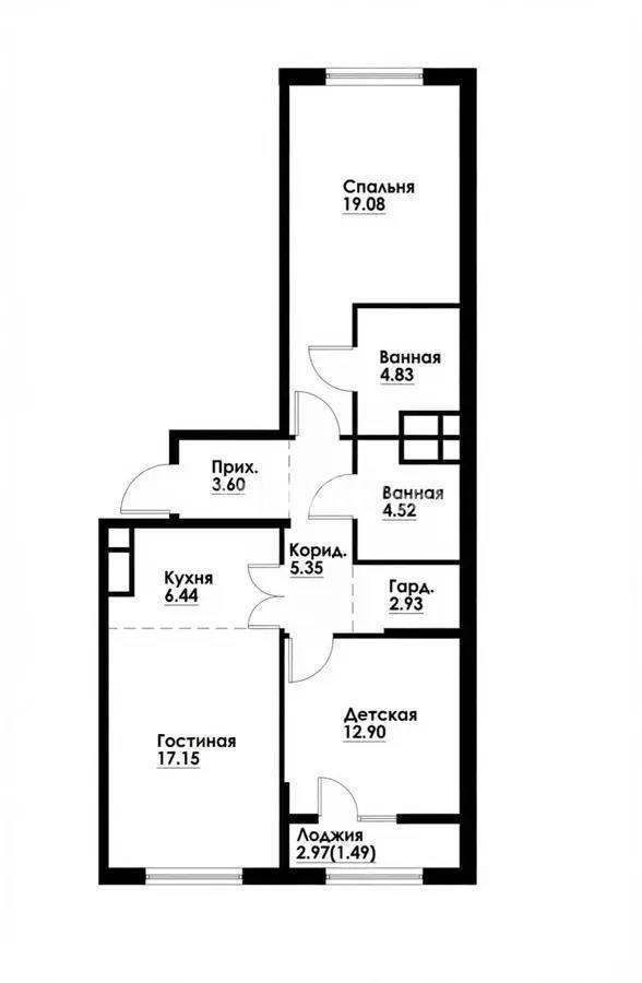 Продажа 3-комнатной квартиры, 79 м² в Алматы