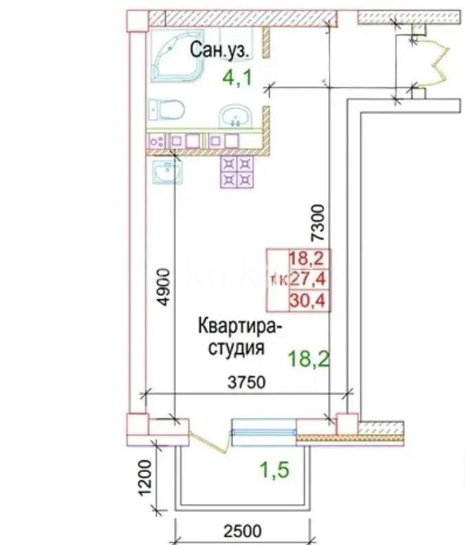 Продажа 1-комнатной квартиры, 31 м² в Алматы - фото 2