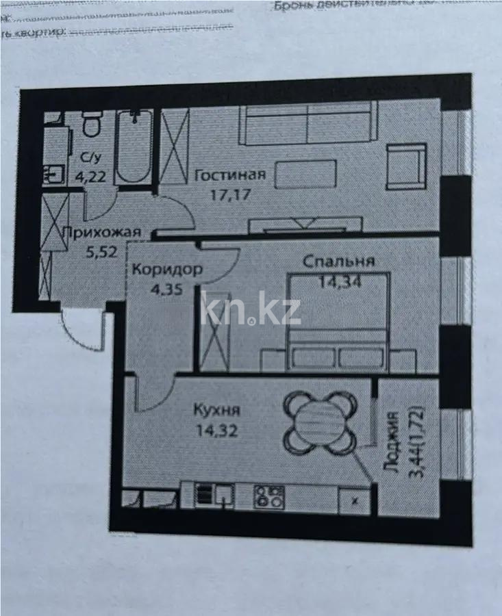Продажа 2-комнатной квартиры, 61.3 м², пр. Тауелсыздык, дом  25/2 в Астане