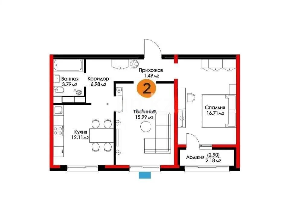 Продажа 2-комнатной квартиры, 60 м² в Астане - фото 2