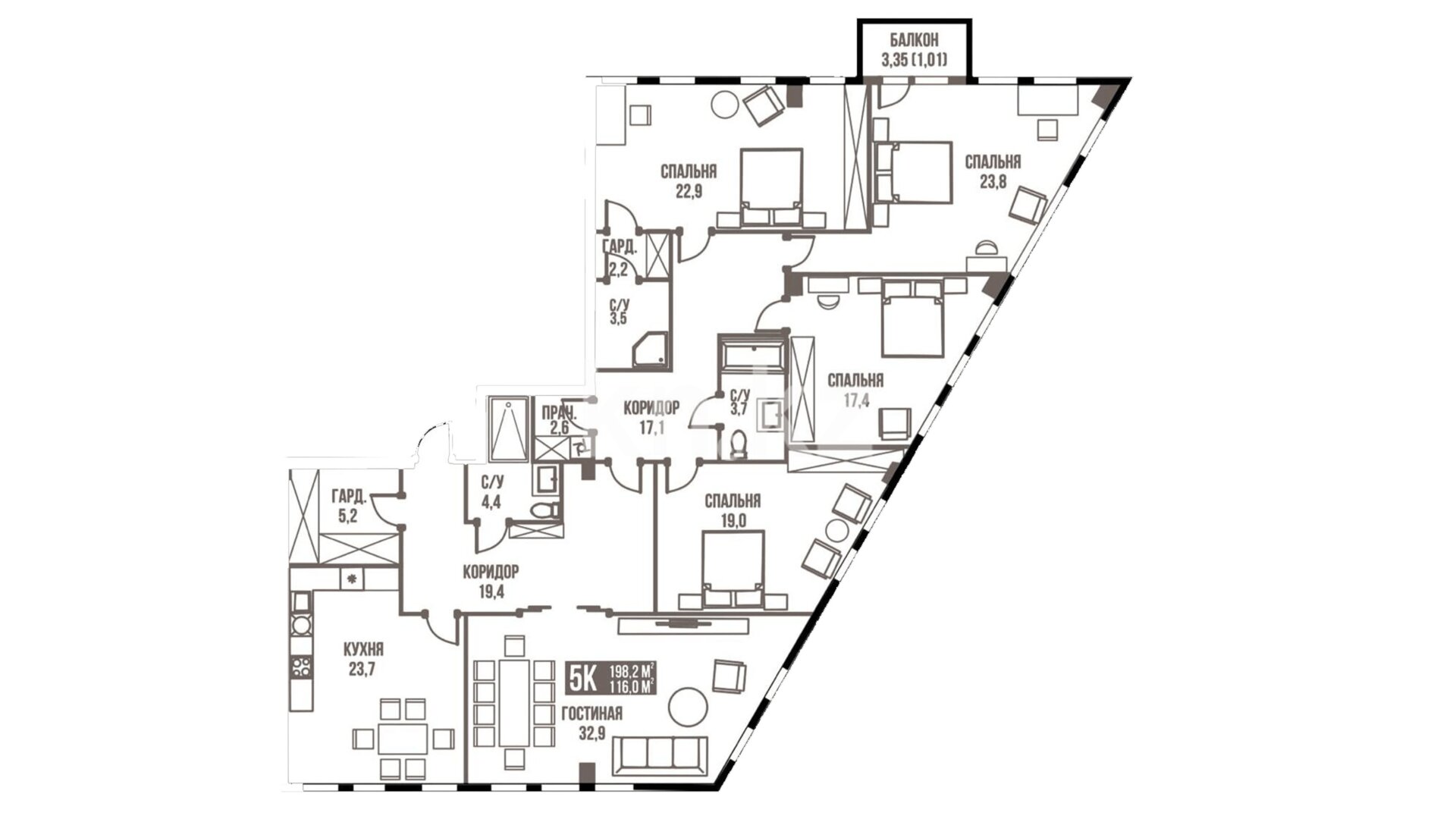 ЖК Golden Residence, 5-комнатная, цена 190 950 000 ₸, 950 000 ₸&nbsp;/&nbsp;м²