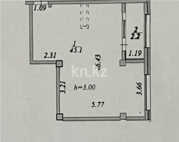 Продажа 1-комнатной квартиры, 47.3 м² в Астане