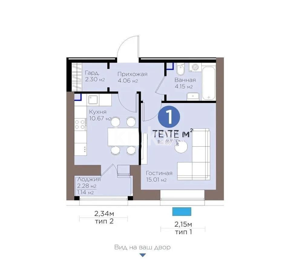 Продажа 1-комнатной квартиры, 37.33 м², пр. Жумабаева, дом  38 в Астане