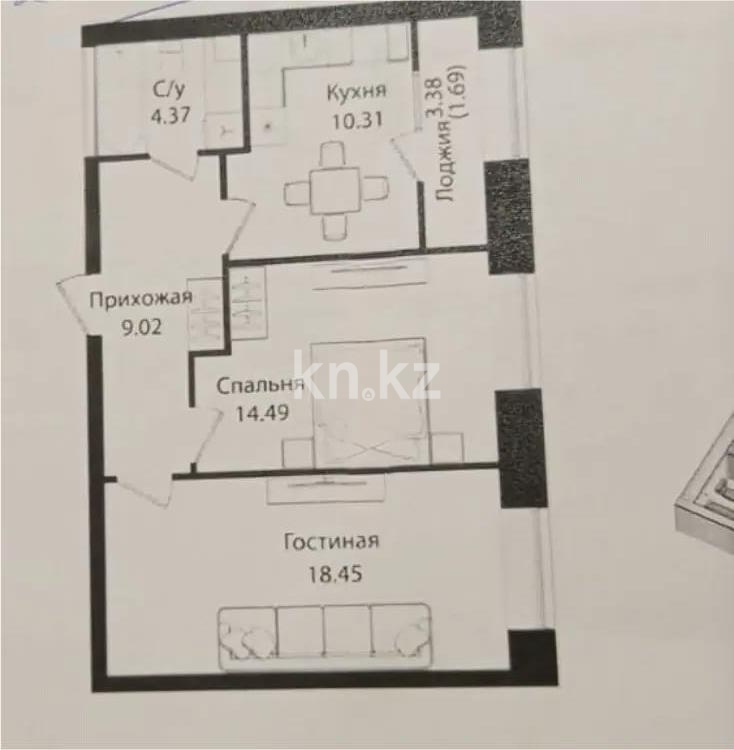 Продажа 2-комнатной квартиры, 59 м², ул. Е-15, дом  16 в Астане