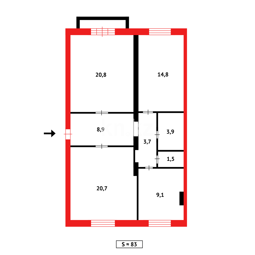 Продажа 3-комнатной квартиры, 82 м², ул. Архитектурная в Караганде - фото 11