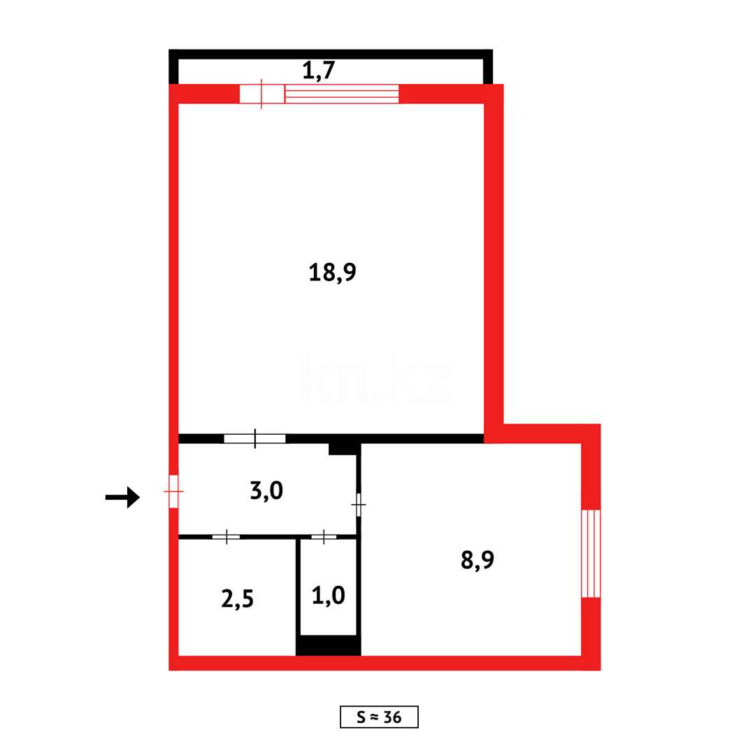 Продажа 1-комнатной квартиры, 36 м², ул. Сатыбалдина в Караганде - фото 14