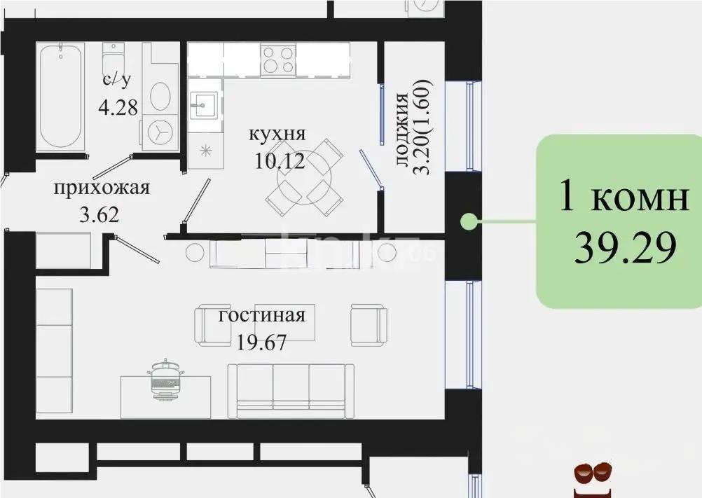 Продажа 1-комнатной квартиры, 34.5 м² в Астане
