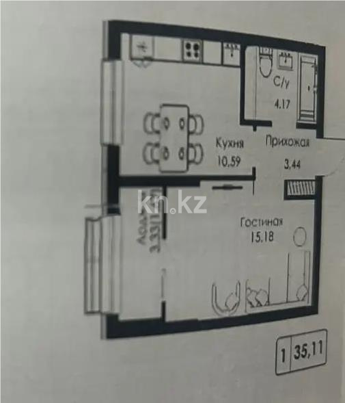 Продажа 1-комнатной квартиры, 35.11 м², ул. Халиуллина, дом  154б в Алматы