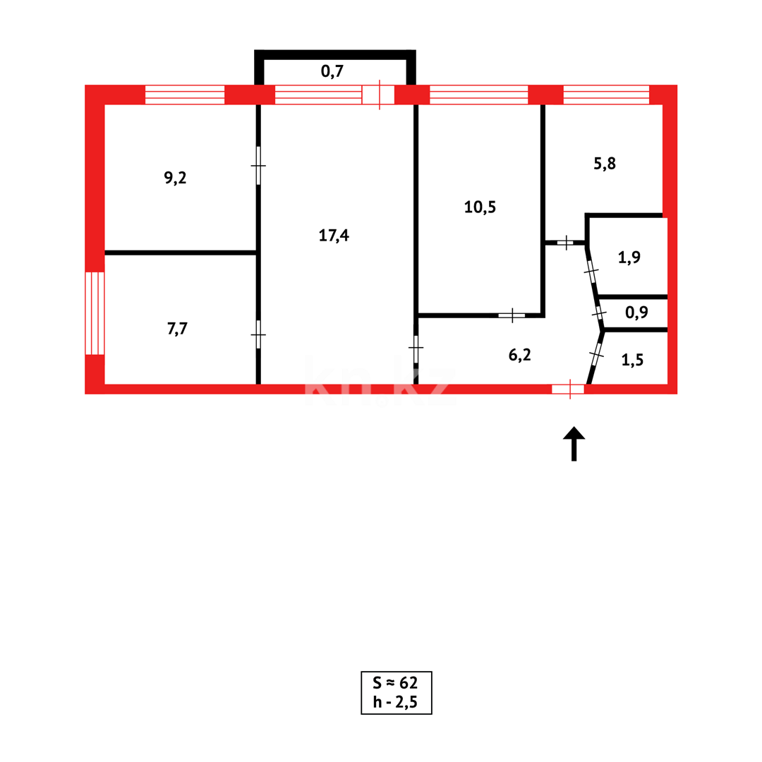 Продажа 4-комнатной квартиры, 62 м² в Караганде - фото 5