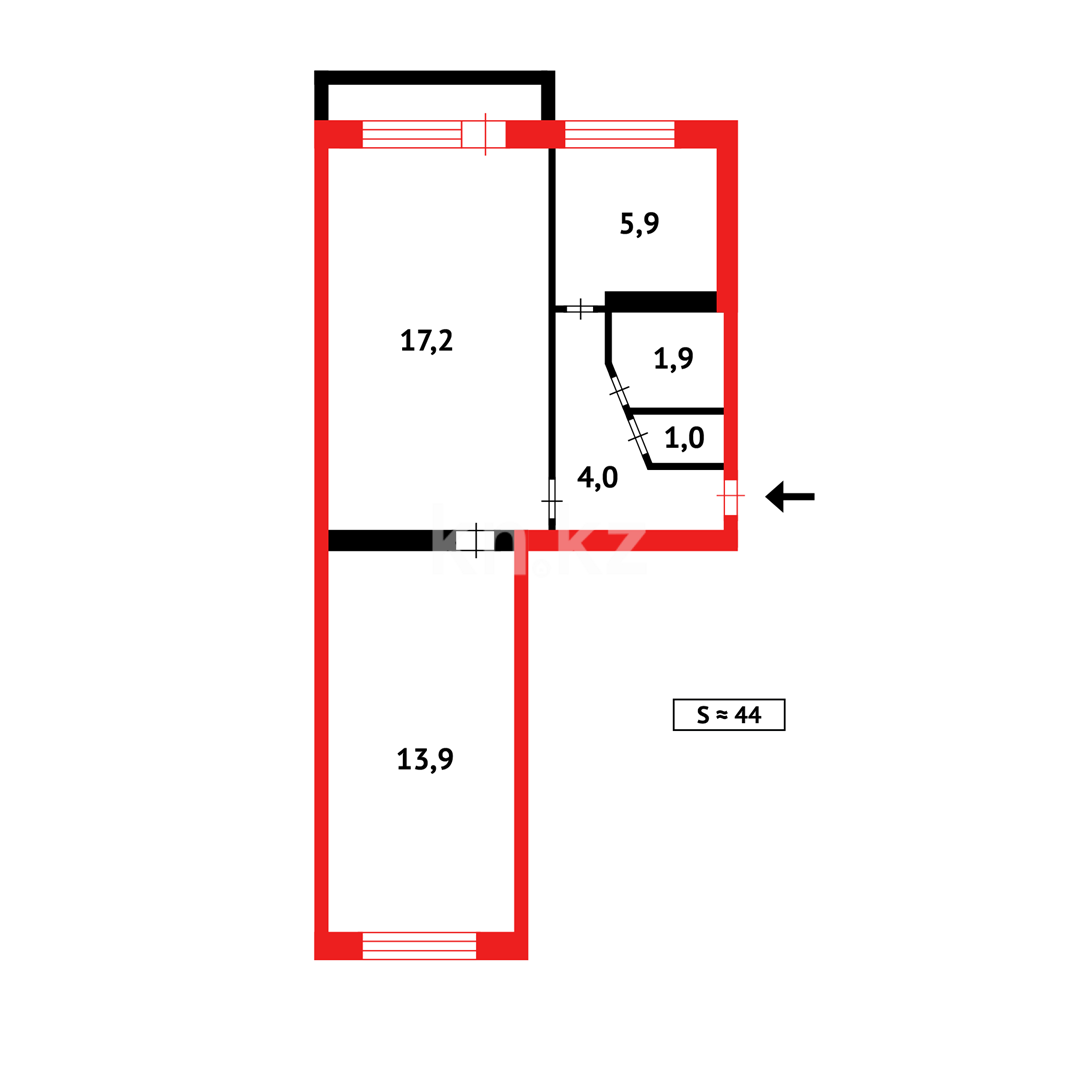 Продажа 2-комнатной квартиры, 44 м² в Темиртау - фото 4