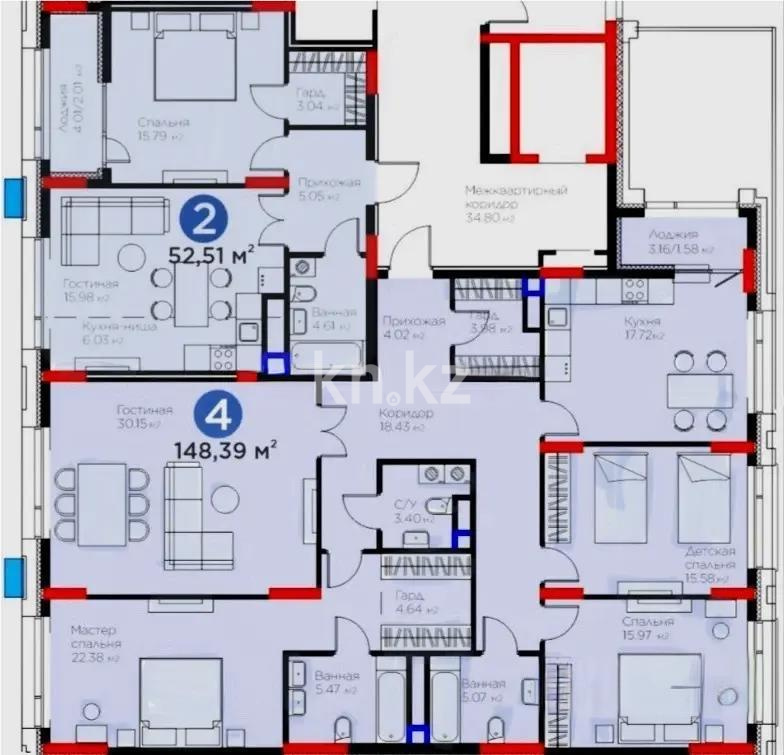 Продажа 6-комнатной квартиры, 201 м², пр. Аль-Фараби, дом  3/2 в Астане