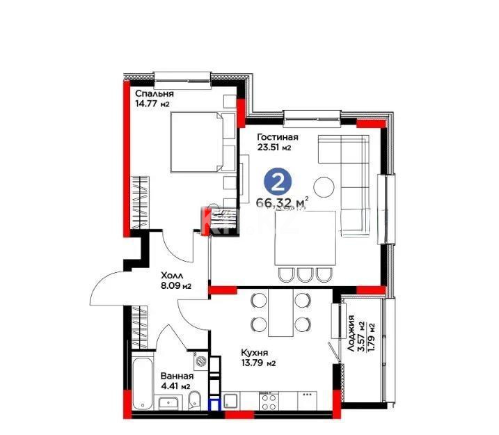 Продажа 2-комнатной квартиры, 66.32 м², ул. Онгарсыновой, дом  8/2 стр в Астане