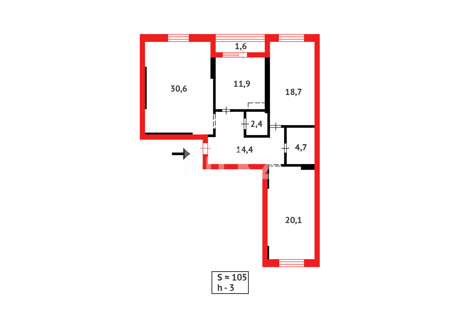 Продажа 3-комнатной квартиры, 105 м², пр. Туран в Астане - фото 16