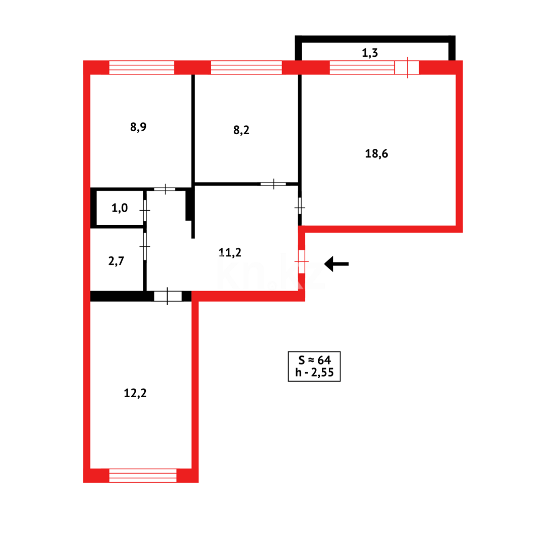 Продажа 3-комнатной квартиры, 62 м² в Караганде - фото 15