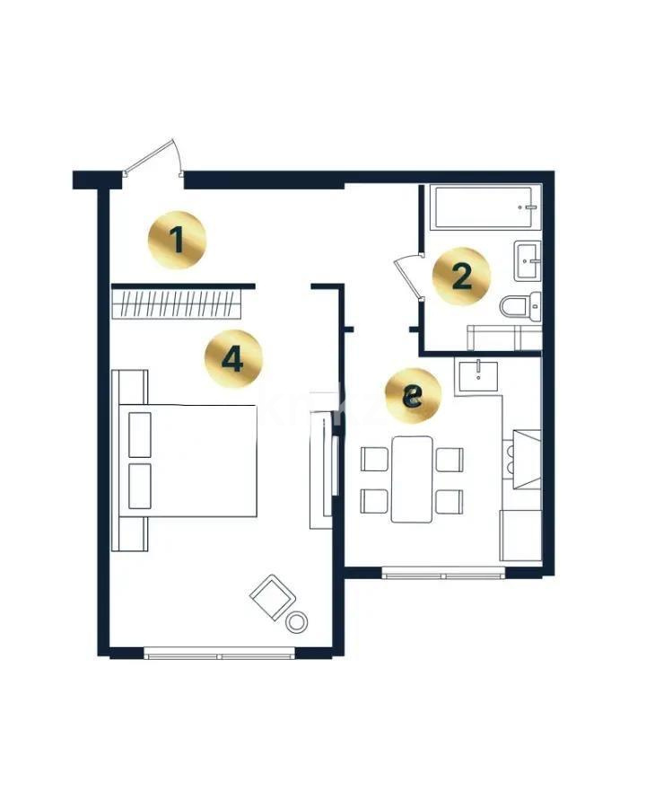 Продажа 2-комнатной квартиры, 48.08 м² в Алматы
