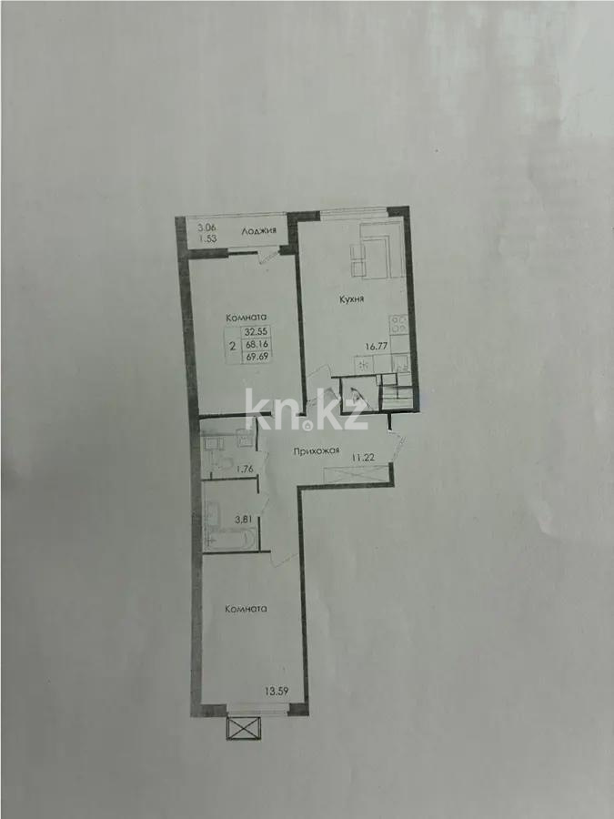 Продажа 2-комнатной квартиры, 69.69 м² в Астане
