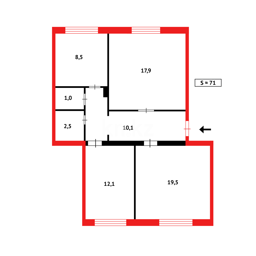 Продажа 3-комнатной квартиры, 71 м² в Караганде - фото 24