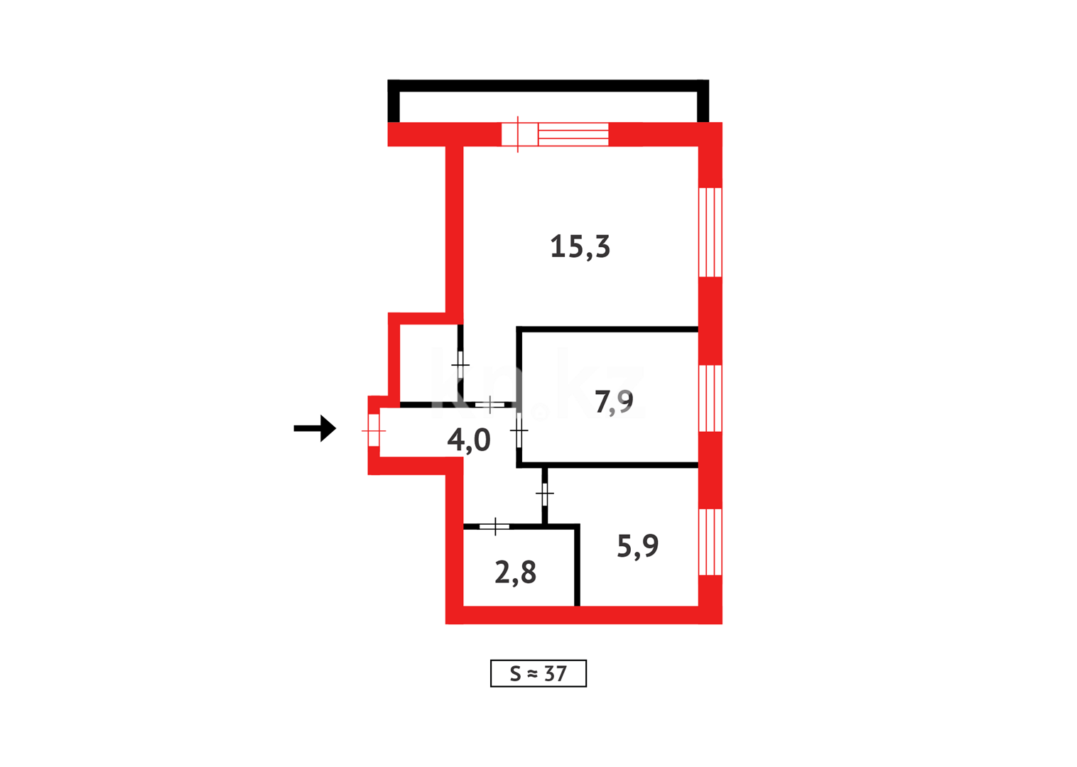 Продажа 2-комнатной квартиры, 36 м², пр. Металлургов в Темиртау - фото 16