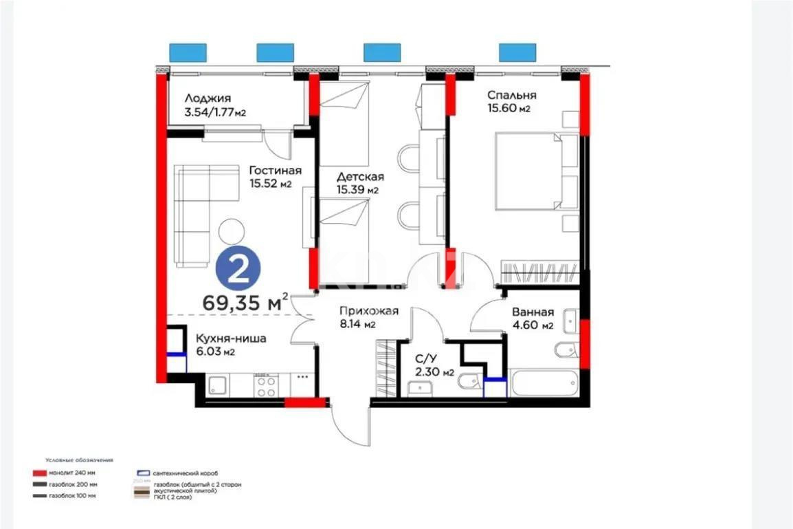 Продажа 3-комнатной квартиры, 80 м², ул. Рыскулова, дом  18 в Астане