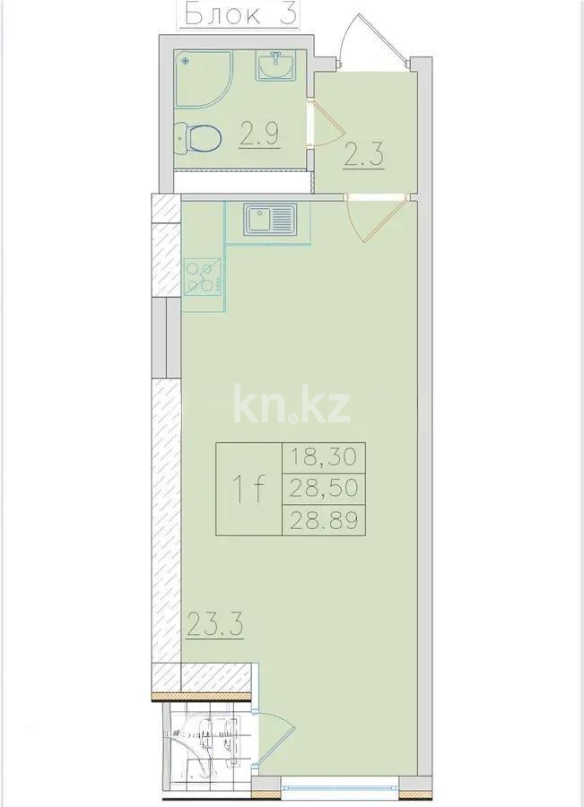 Продажа 1-комнатной квартиры, 30 м², ул. Ауэзова, дом  2/8 в Алматы
