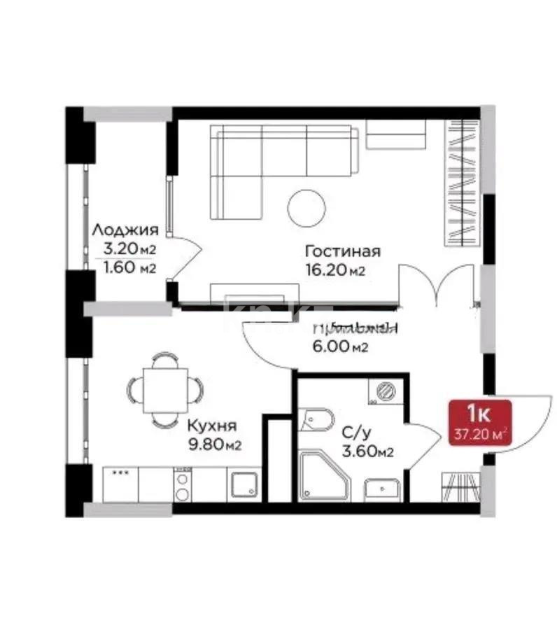 Продажа 1-комнатной квартиры, 38.5 м² в Астане