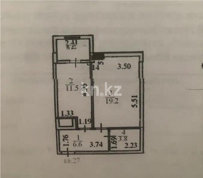 Продажа 1-комнатной квартиры, 44.7 м² в Астане
