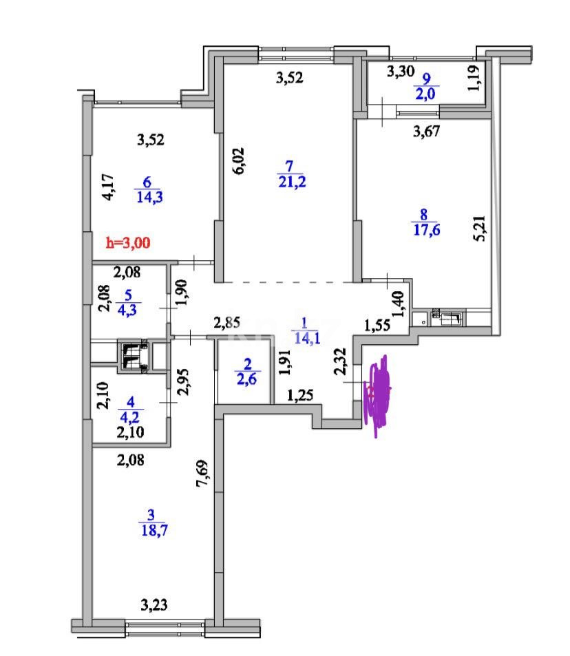Продажа 3-комнатной квартиры, 99 м² в Астане