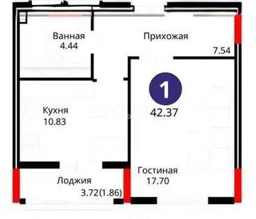 Продажа 1-комнатной квартиры, 42.37 м², ул. Е-429, дом  14 в Астане