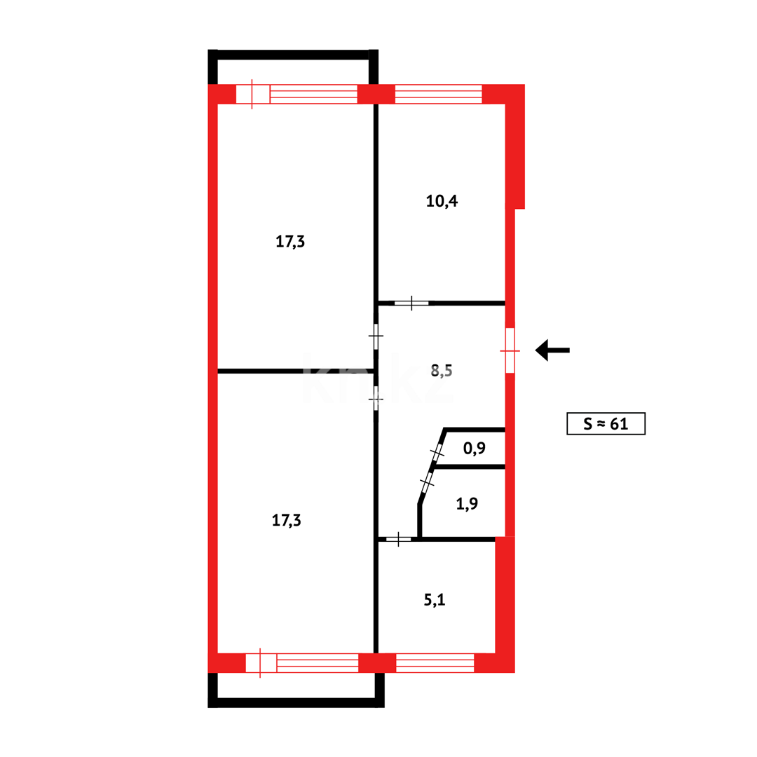 Продажа 3-комнатной квартиры, 61 м², ул. 6-й мик-н, дом  15 в Темиртау - фото 12