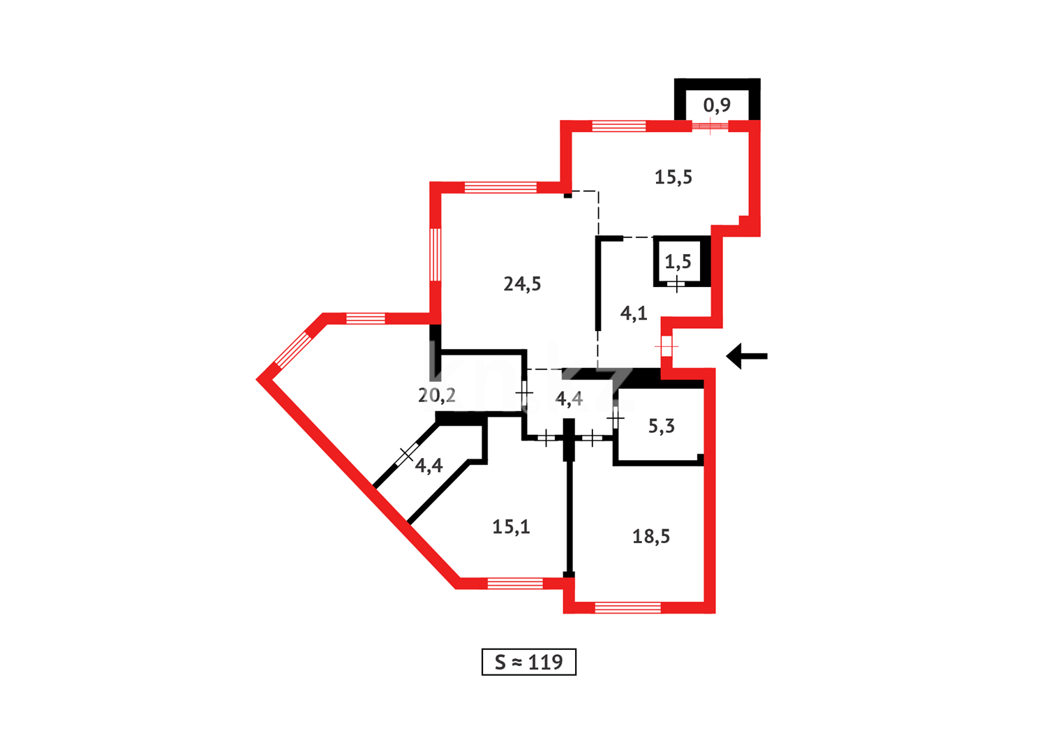 Продажа 4-комнатной квартиры, 119 м², ул. Храпатого в Астане - фото 11