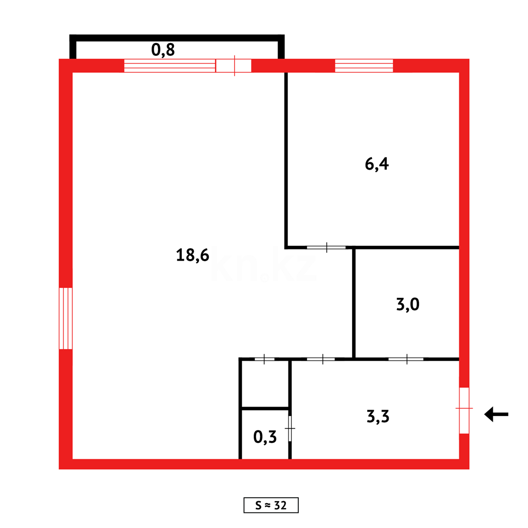 Продажа 1-комнатной квартиры, 32 м², ул. Блюхера в Темиртау - фото 5