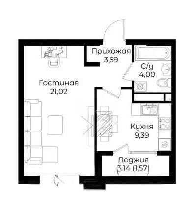 Продажа 1-комнатной квартиры, 39.57 м², ул. Ауэзова, дом  3г/2 в Алматы