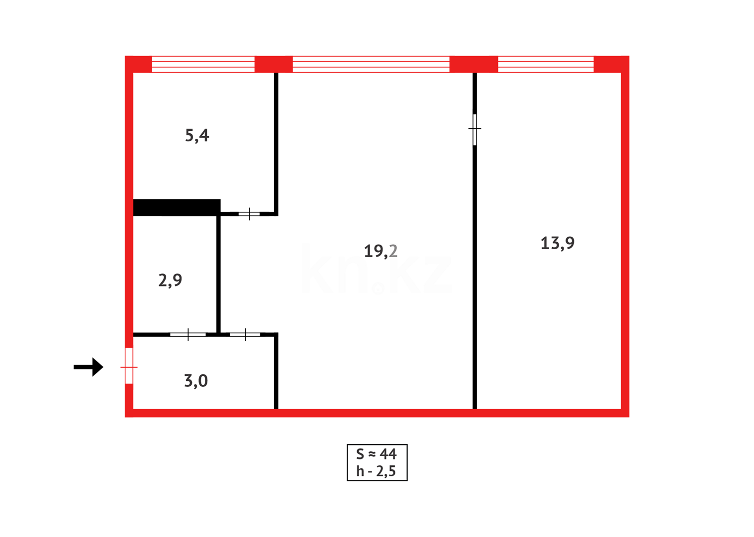 Продажа 2-комнатной квартиры, 44 м² в Караганде - фото 13