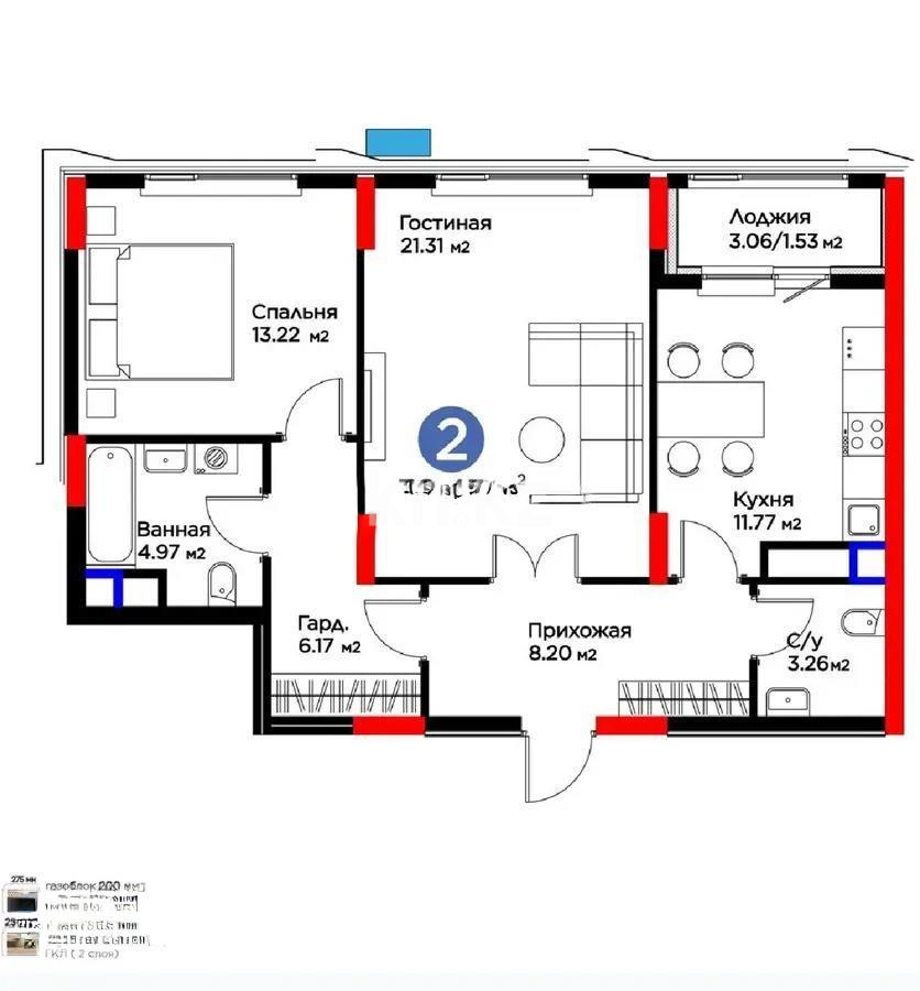 Продажа 2-комнатной квартиры, 78.14 м² в Астане
