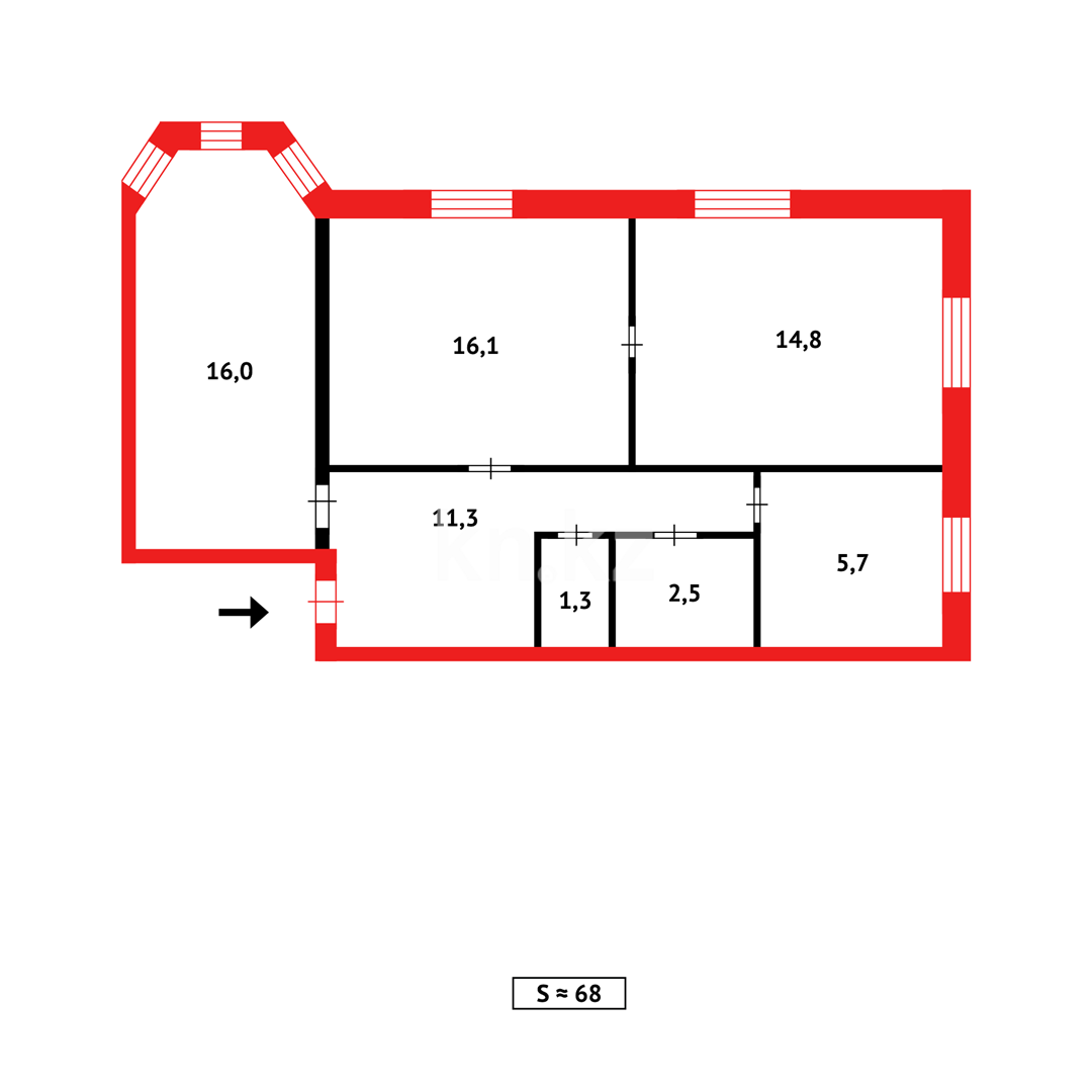 Продажа 3-комнатной квартиры, 68 м², ул. Байсеитовой в Темиртау - фото 14