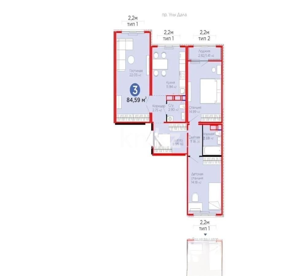 Продажа 3-комнатной квартиры, 85 м² в Астане