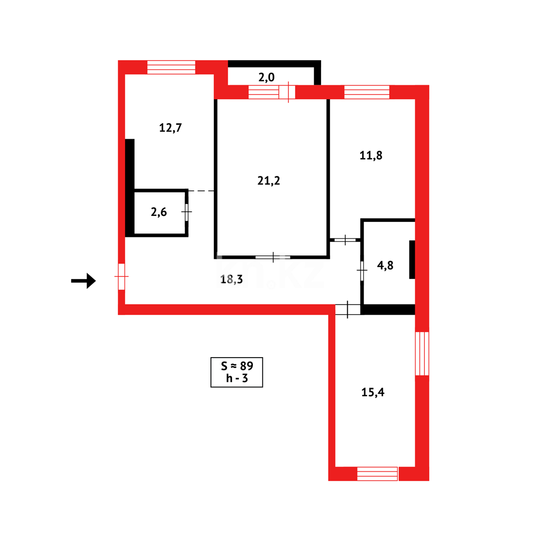 Продажа 3-комнатной квартиры, 88 м² в Караганде - фото 35