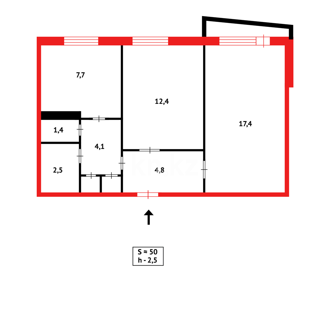 Продажа 2-комнатной квартиры, 52 м², мкр-н 8 в Темиртау - фото 13