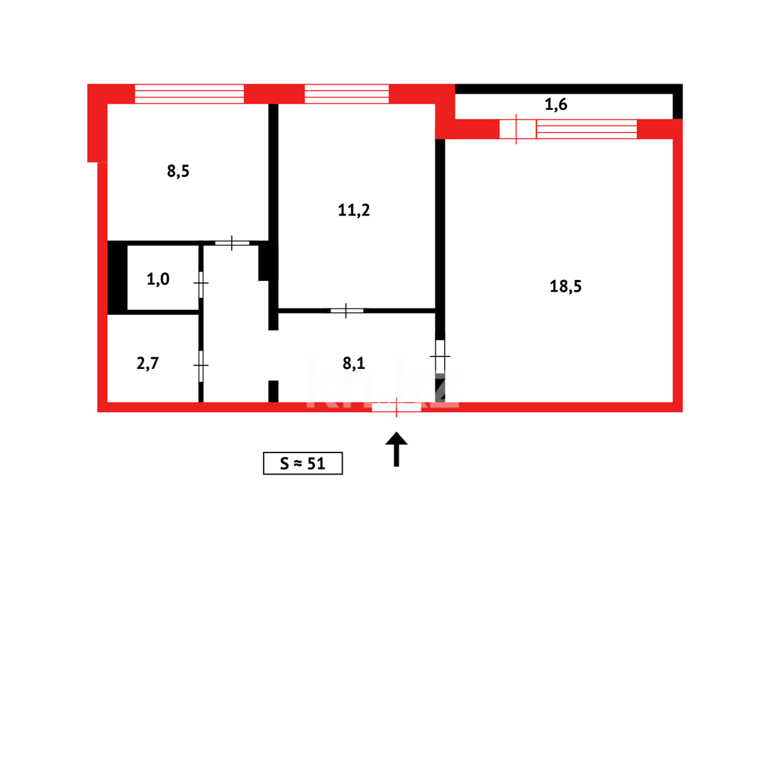Продажа 2-комнатной квартиры, 50 м², мкр-н Орбита-1 в Караганде - фото 17