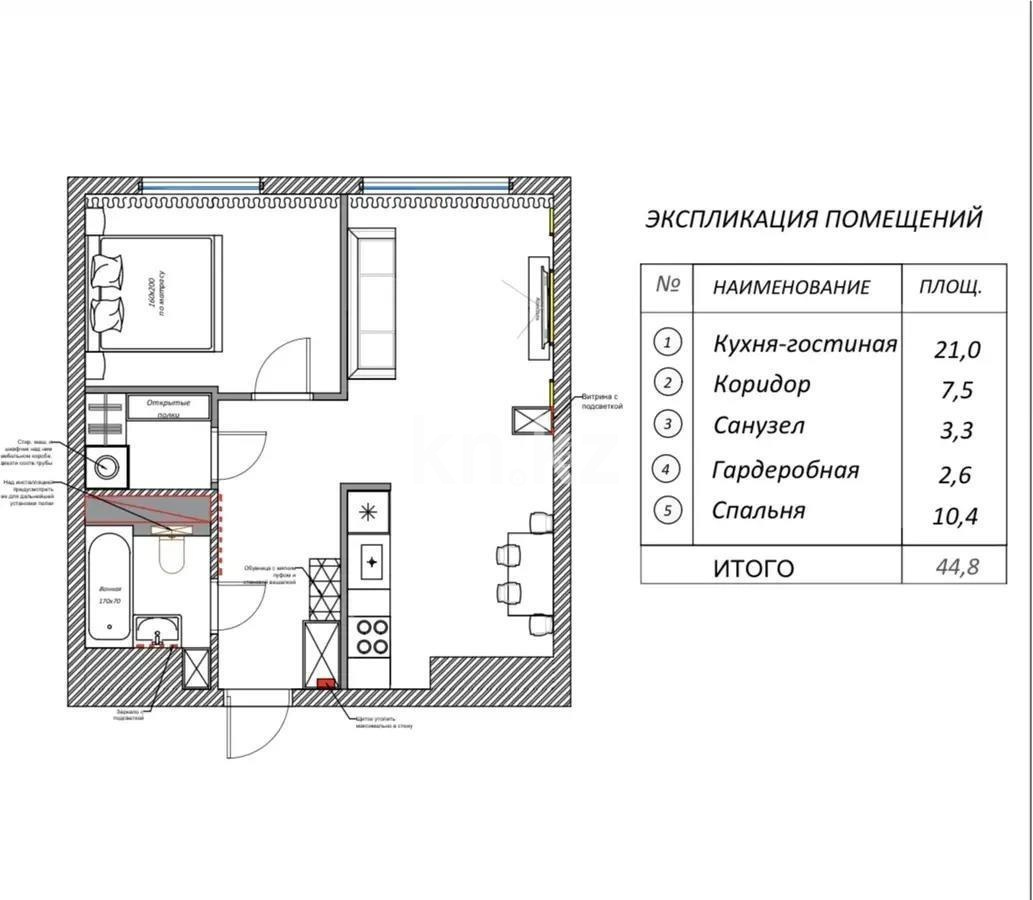 Продажа 2-комнатной квартиры, 44 м² в Алматы - фото 3