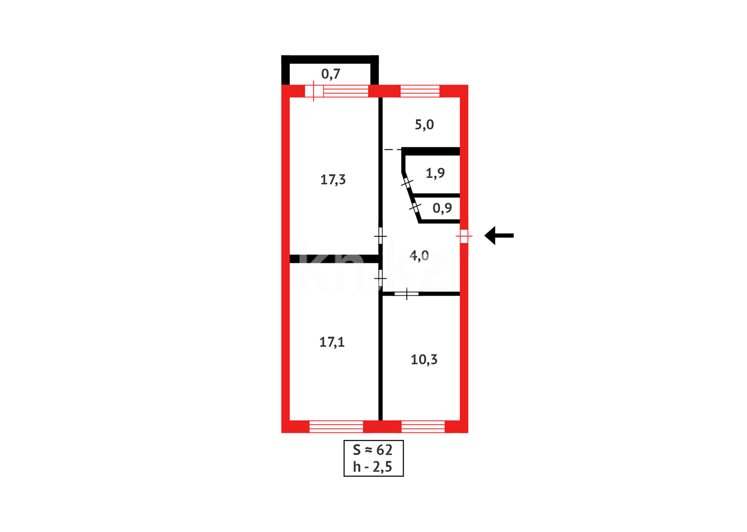 Продажа 3-комнатной квартиры, 62 м², 22 мкр., дом  16 в Караганде
