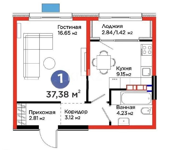 Продажа 1-комнатной квартиры, 38 м² в Алматы