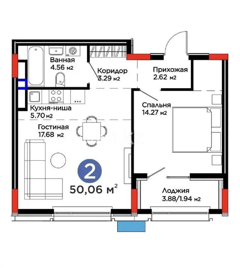 Продажа 2-комнатной квартиры, 51 м² в Астане - фото 6
