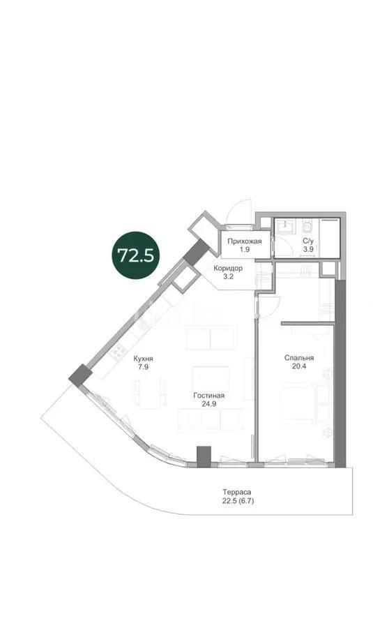 Продажа 2-комнатной квартиры, 72.5 м² в Алматы