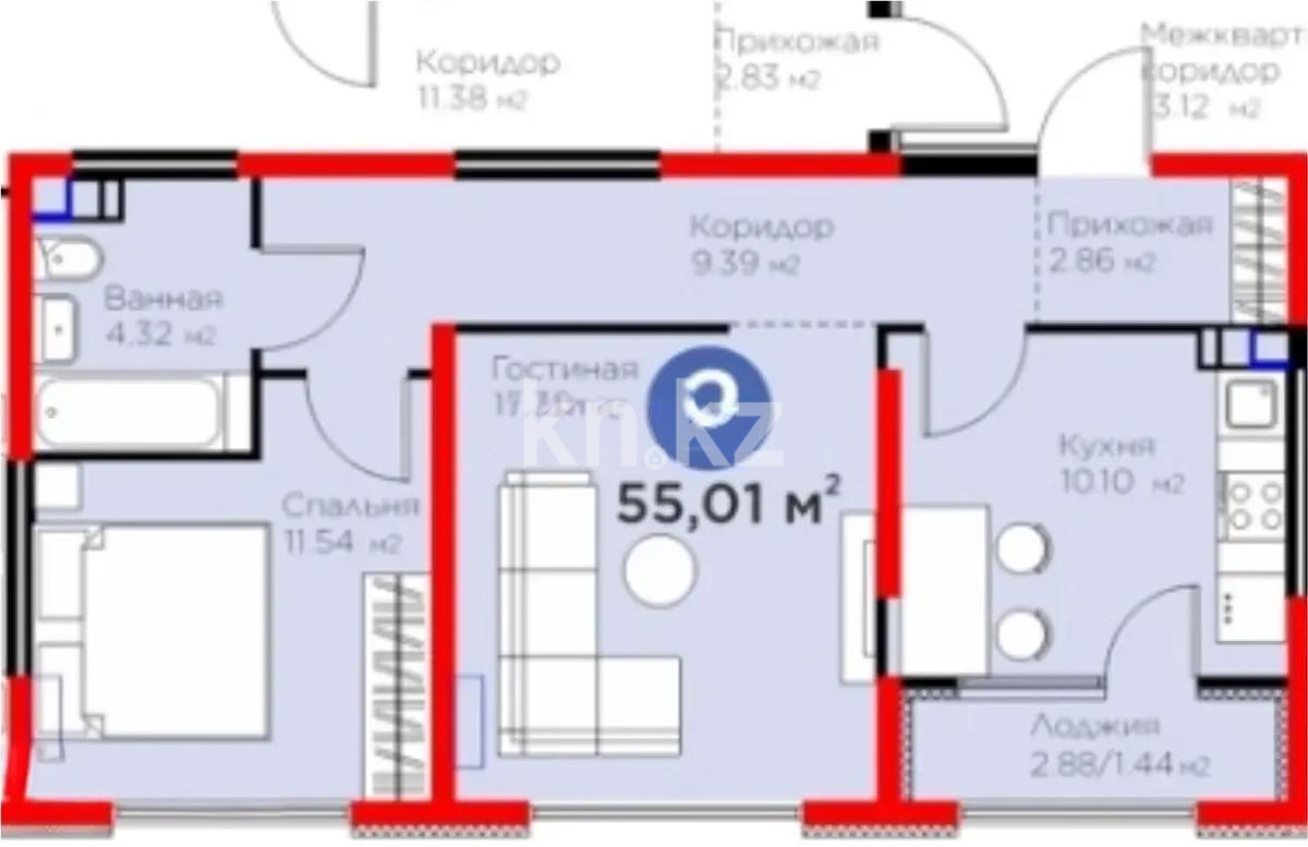 Продажа 2-комнатной квартиры, 55 м², ул. Байге, дом  12б в Алматы