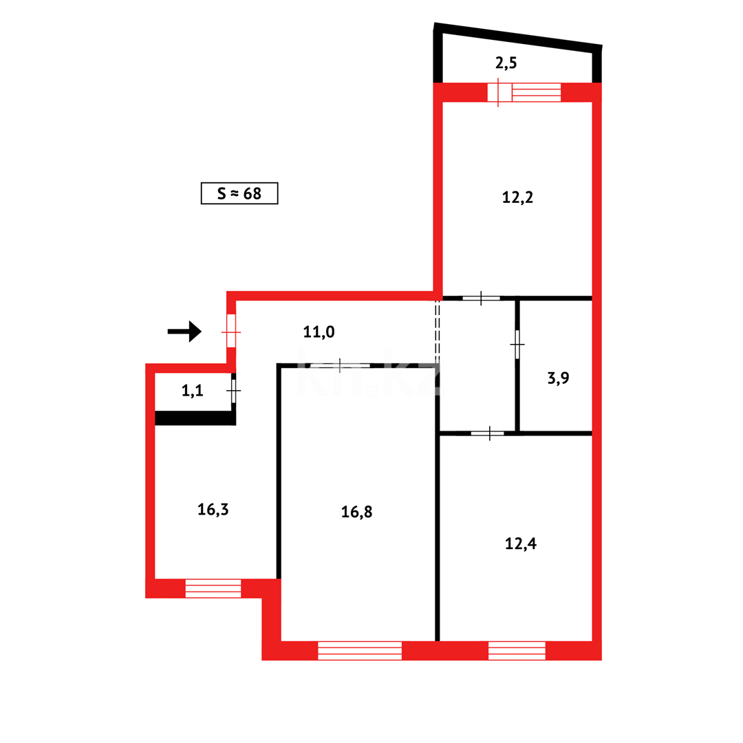 Продажа 3-комнатной квартиры, 68 м², 70 квартал в Темиртау - фото 16